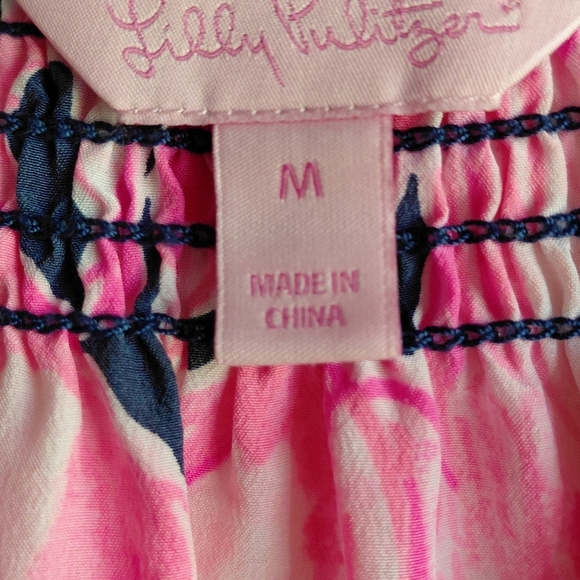 Lilly Pulitzer 100% Silk Pink Print Long Sleeve Blouse - Picture 3 of 12